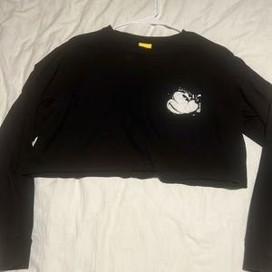 Black crop Disney pocket Mickey Long sleeve tee